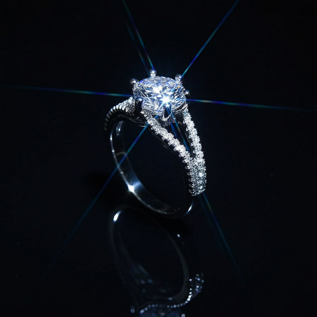 Diamond ring with a dark background